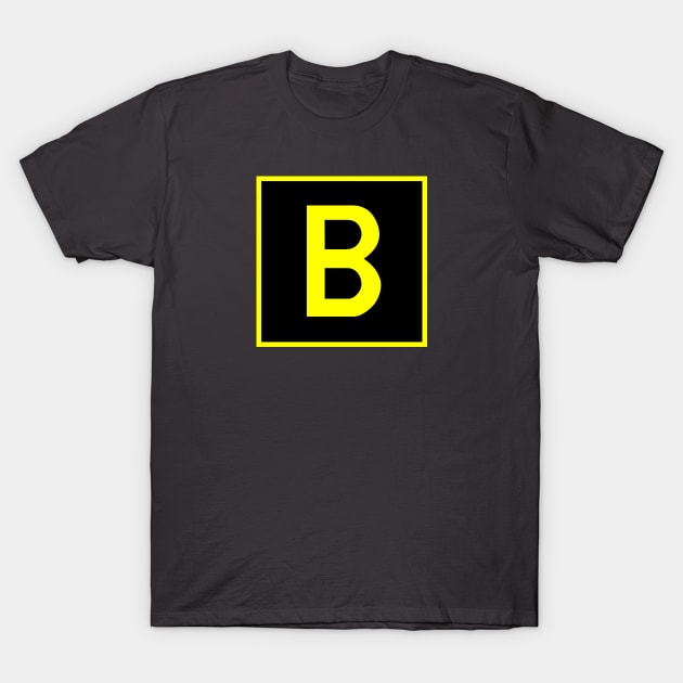 B - Bravo - FAA taxiway sign, phonetic alphabet T-Shirt by Vidision Avgeek